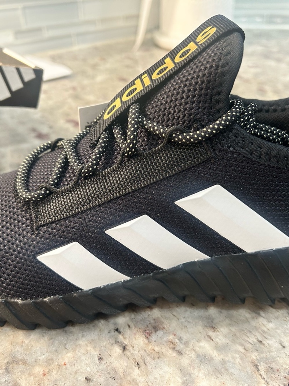 adidas Black Shoe Box with White Label Graphics